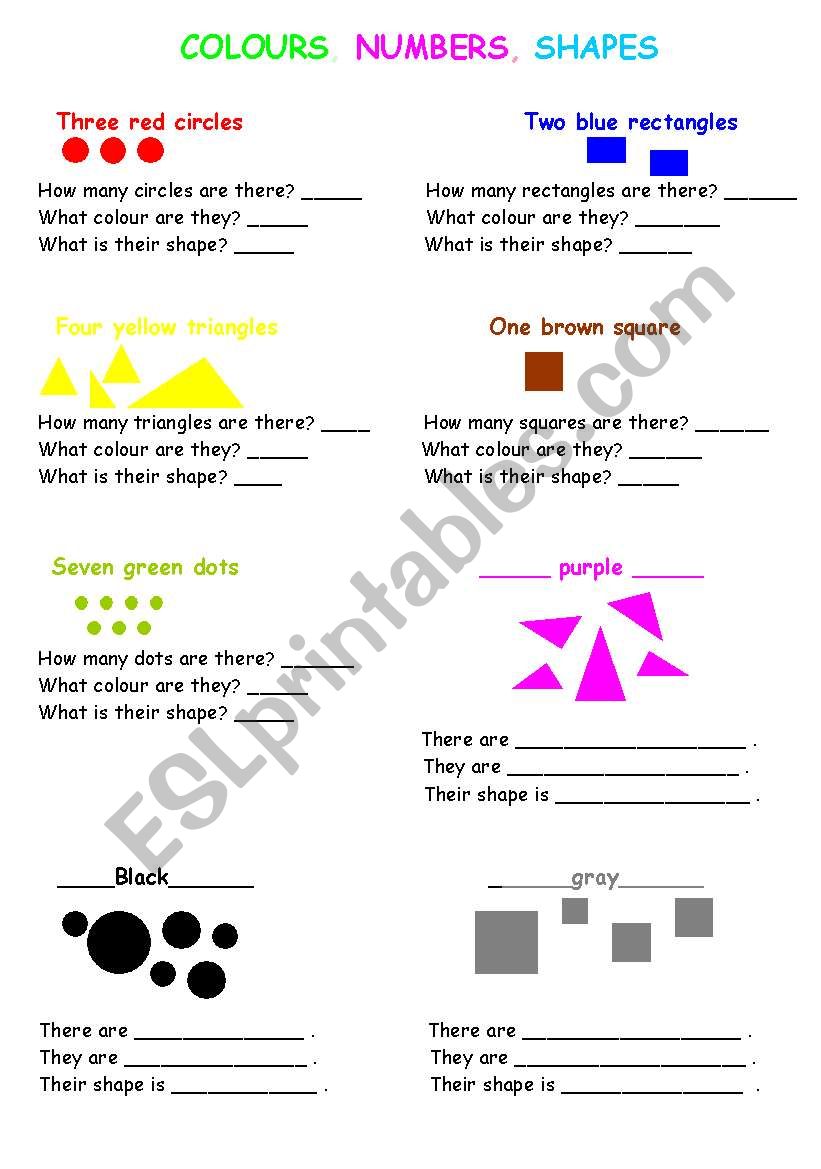 Study numbers, colours and shapes