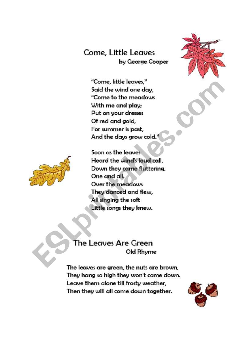 Autumn poem worksheet