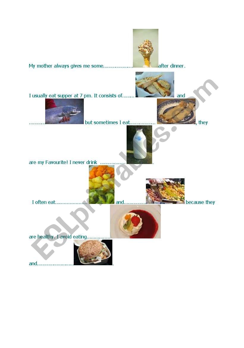 food and drink II worksheet