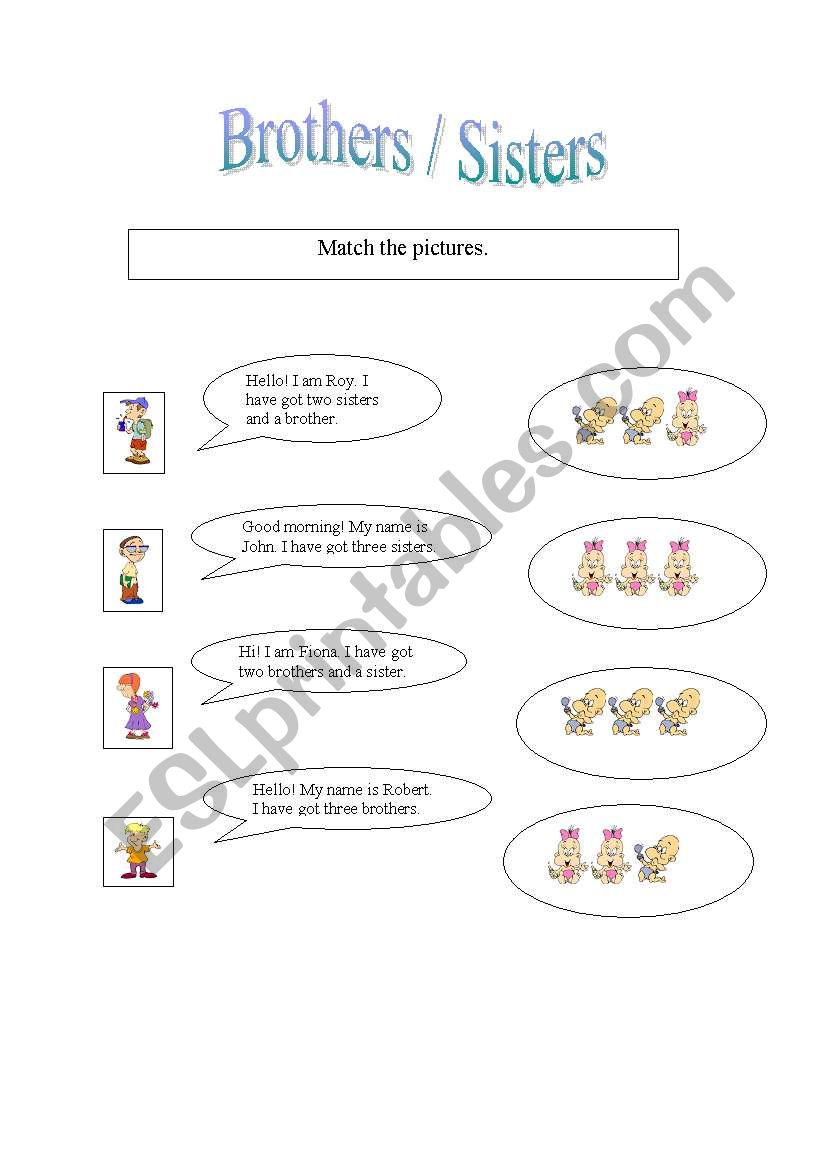 Brothers / Sisters worksheet