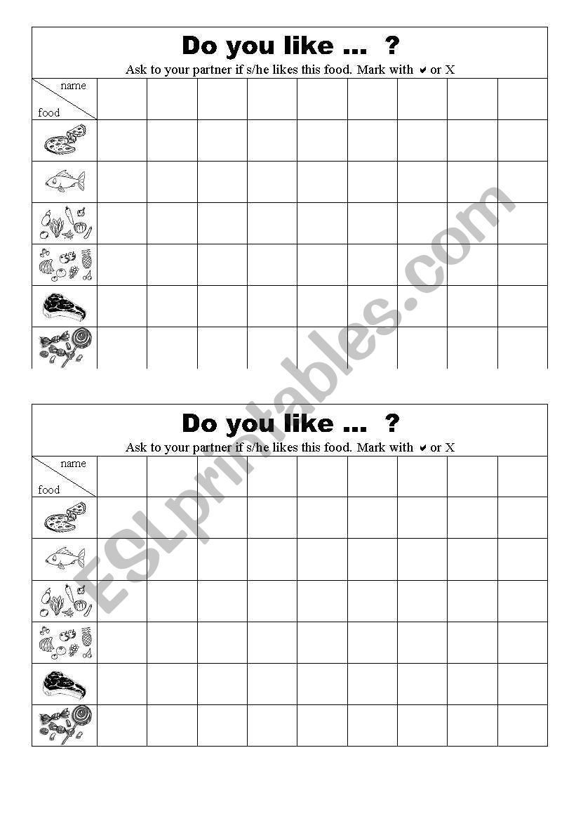 Do you like...? worksheet