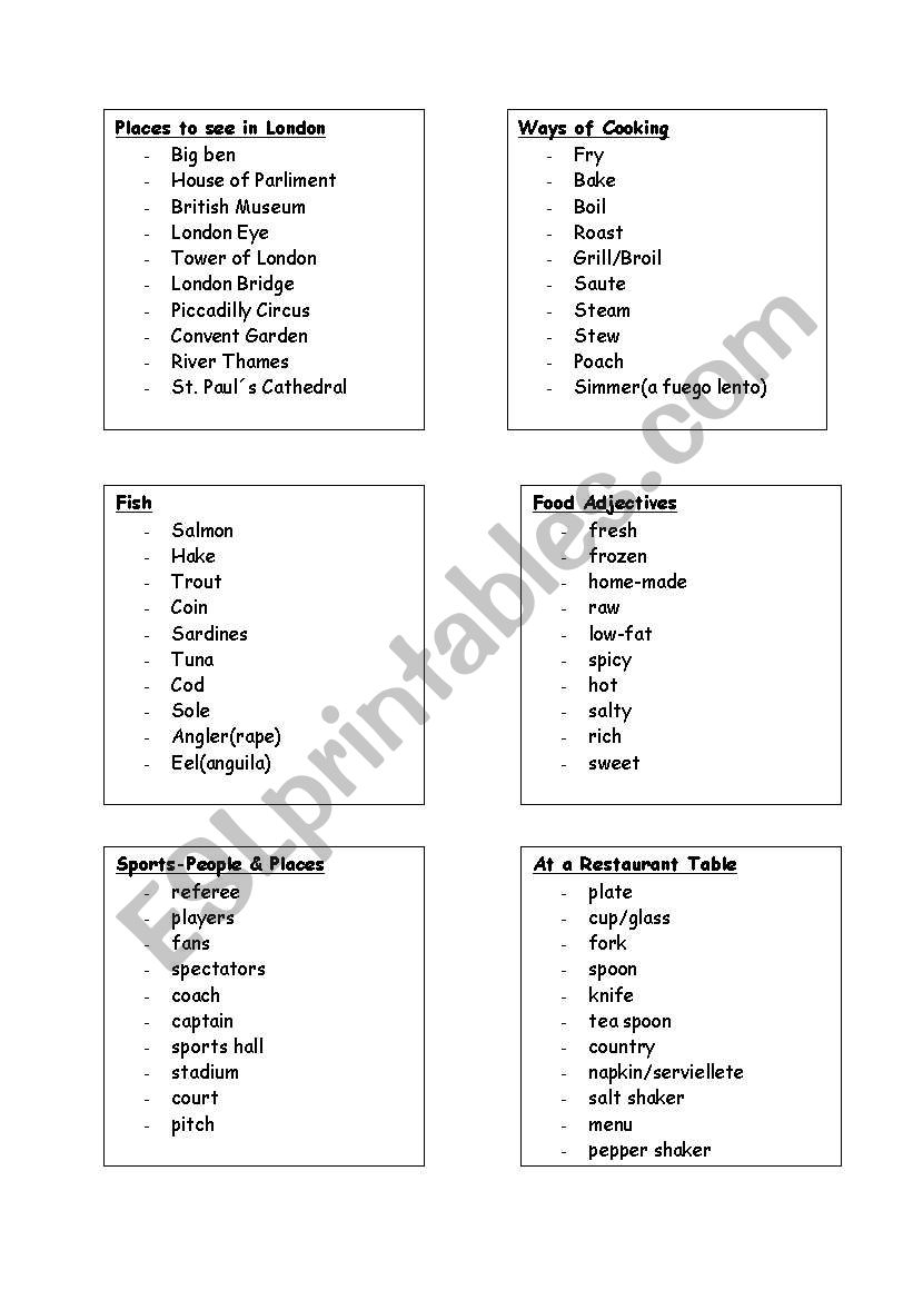 vocabulary game worksheet