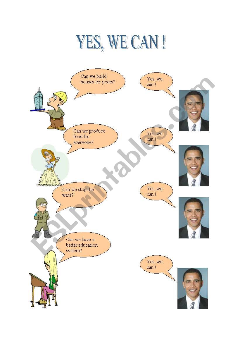 YES, WE CAN ! worksheet