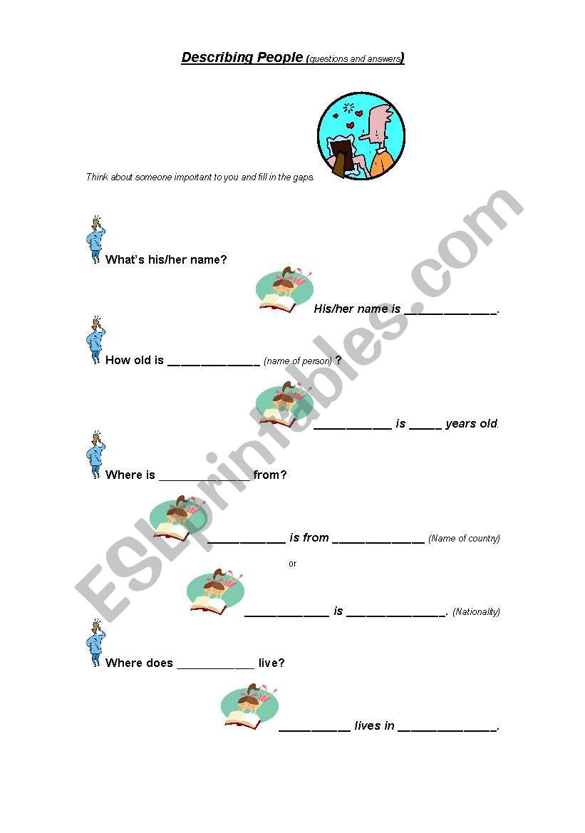 Describing  worksheet