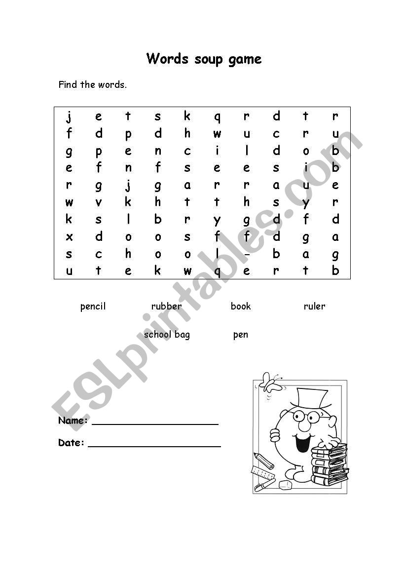 Wordsearch - classroom objects