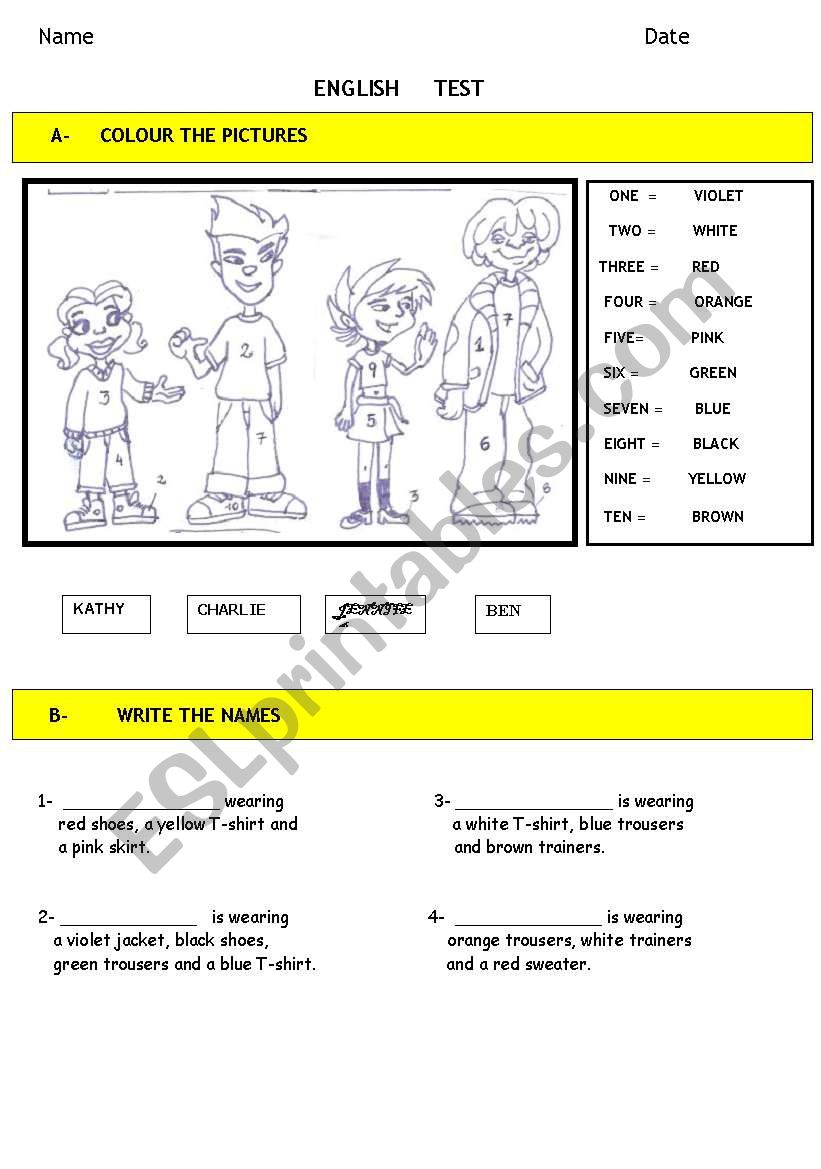 4th test worksheet