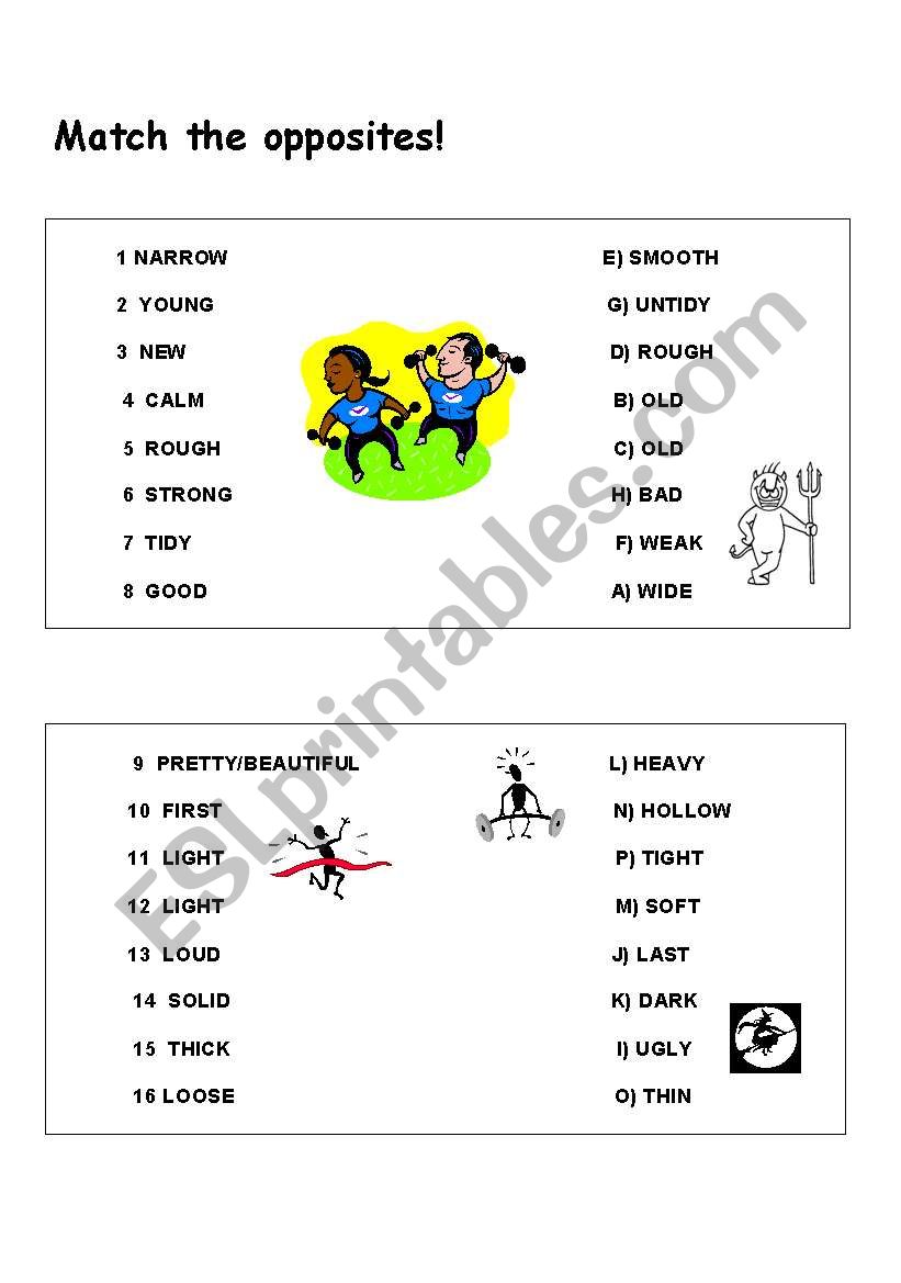 Adjectives - match the opposites