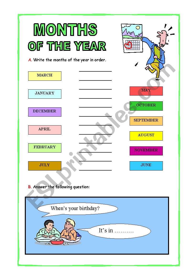 Months of the year worksheet