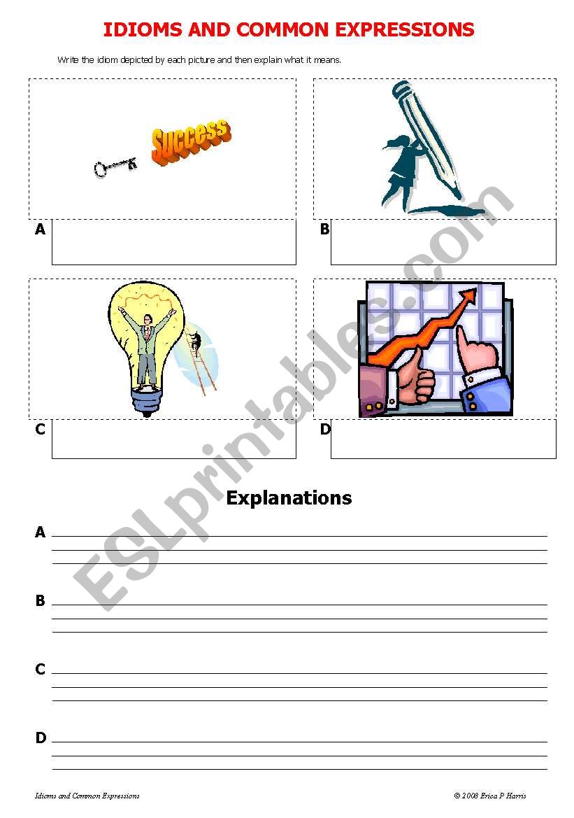 IDIOMS AND COMMON EXPRESSIONS worksheet