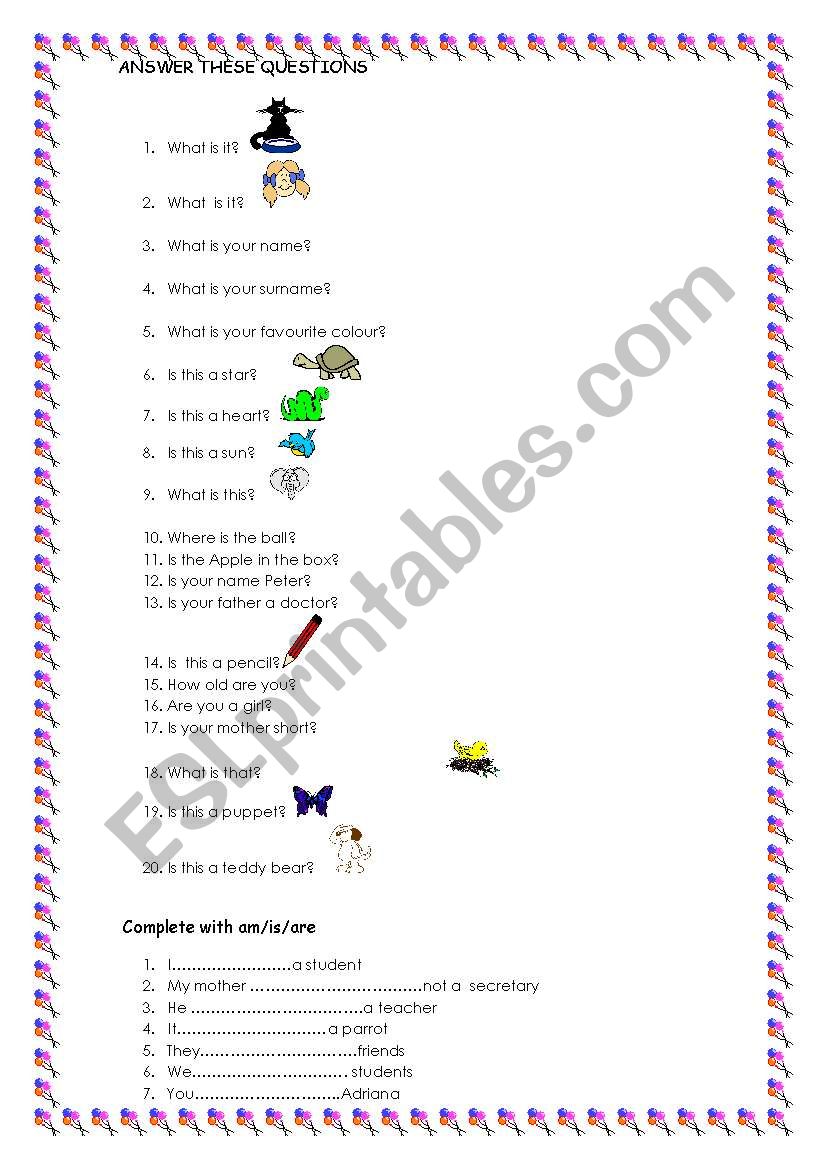 Exercises for children worksheet