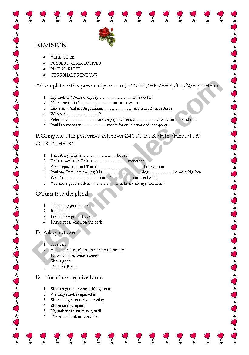 Revision worksheet