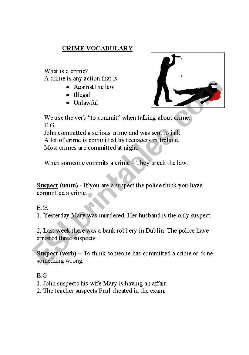 Crime Role Play worksheet