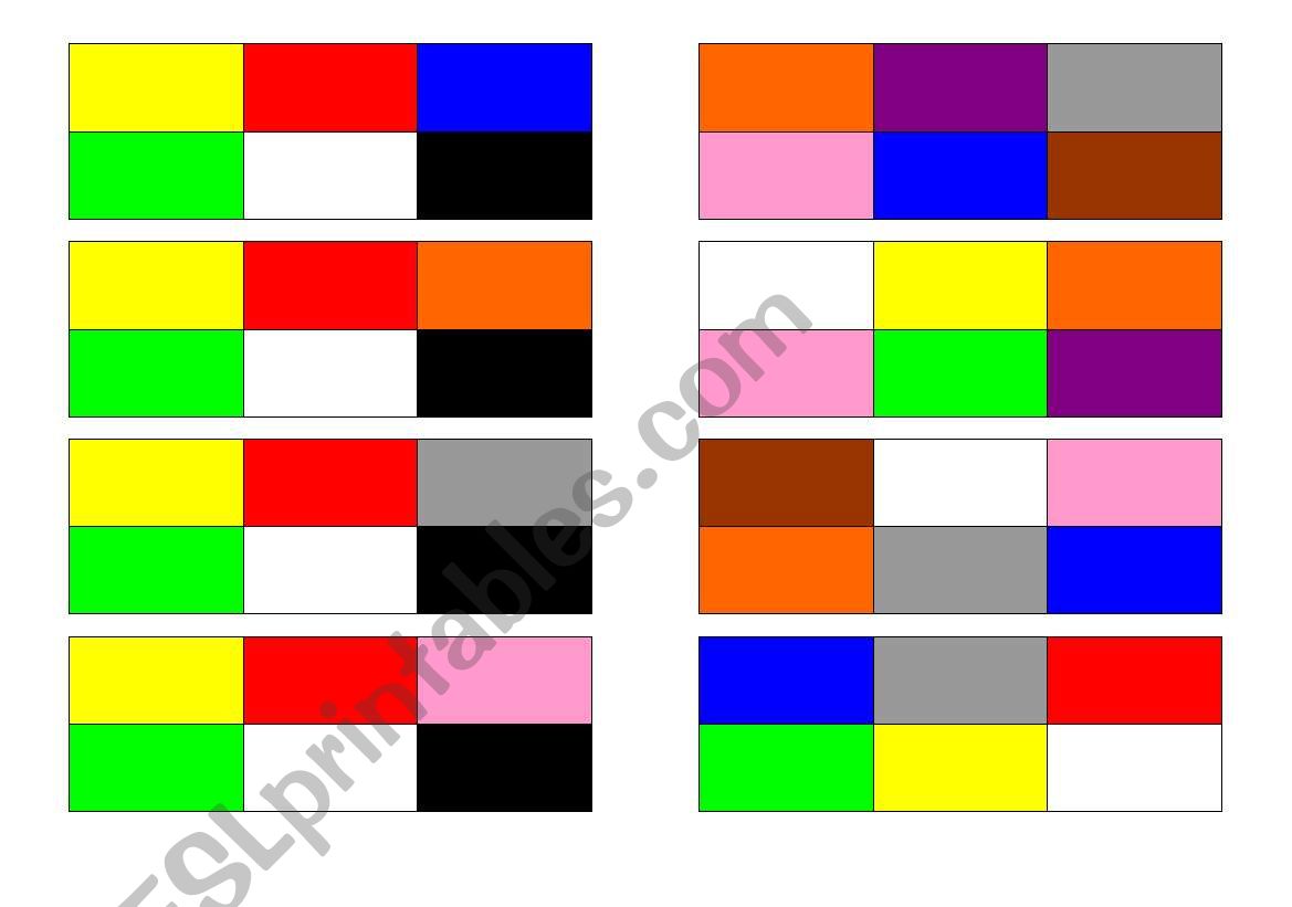 COLOURS BINGO worksheet