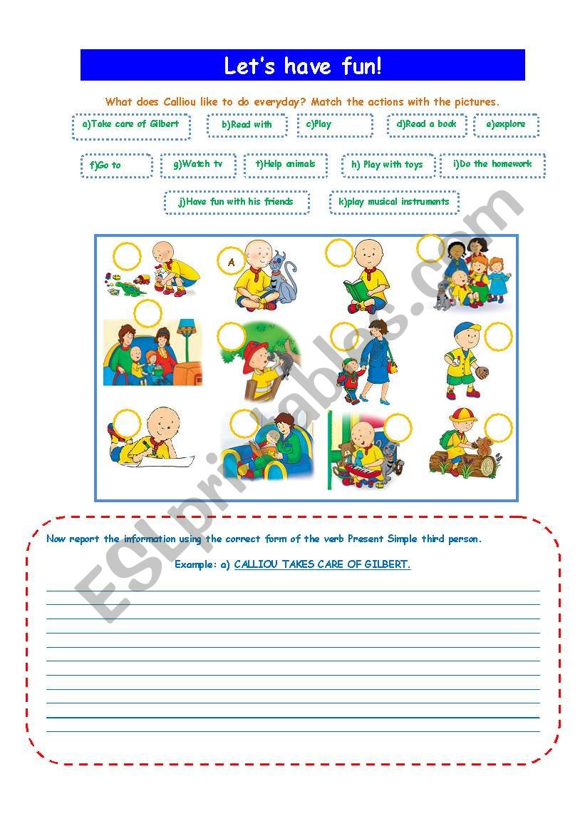 CALLIOU/PRESENT SIMPLE! worksheet