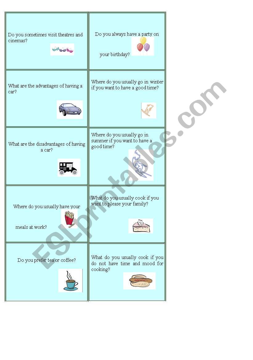 Conversation cards 2/2 worksheet