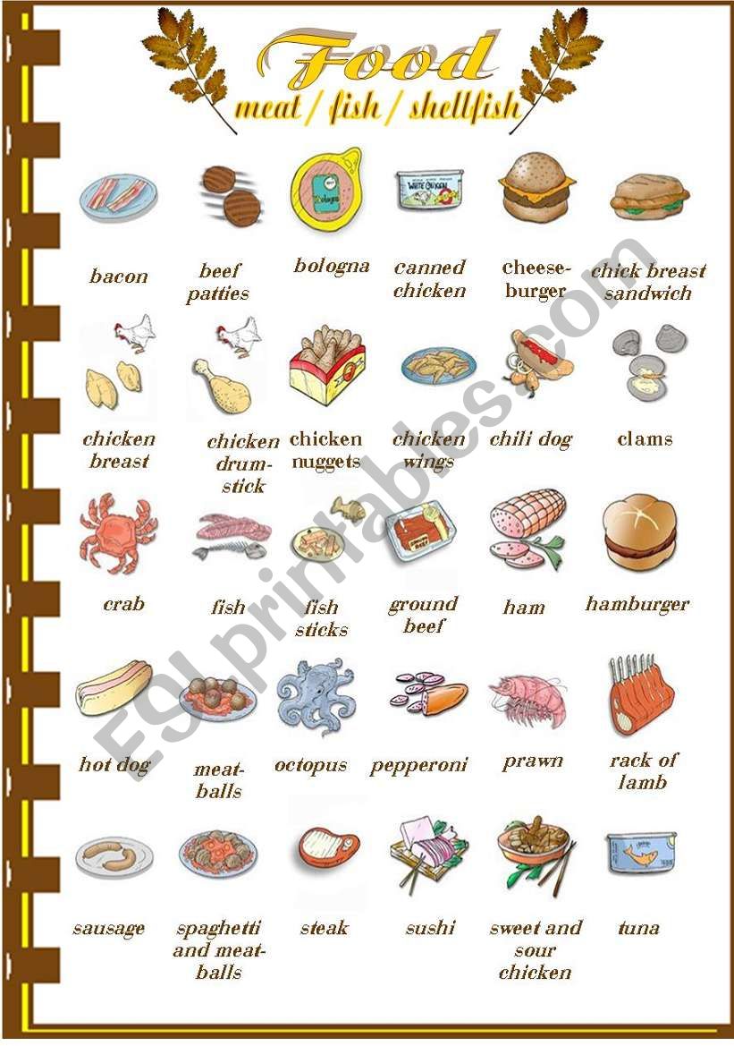 Food (meat/fish) worksheet