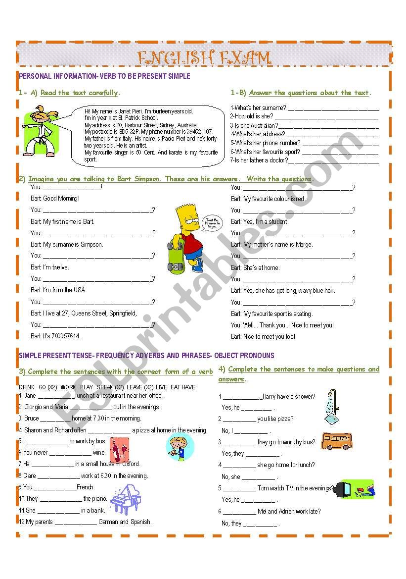 GRAMMAR WORKSHEET  worksheet