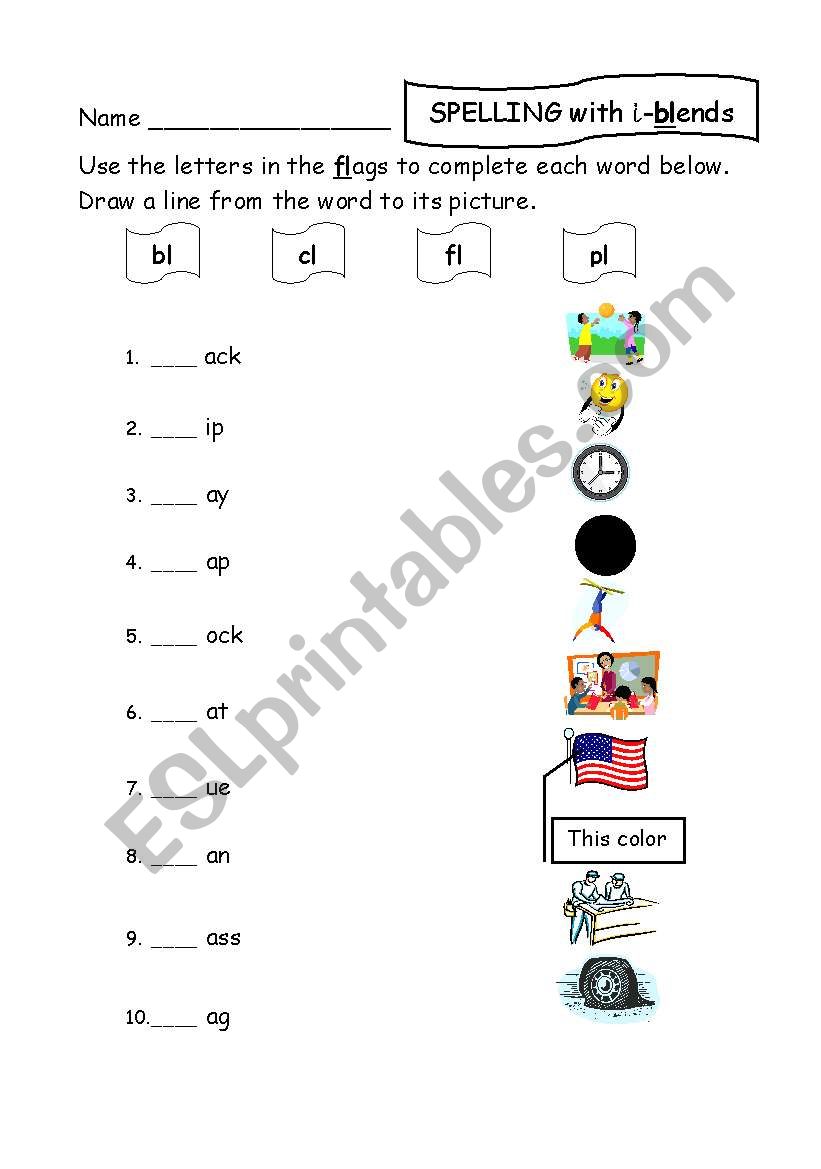 Spelling with l-blends worksheet