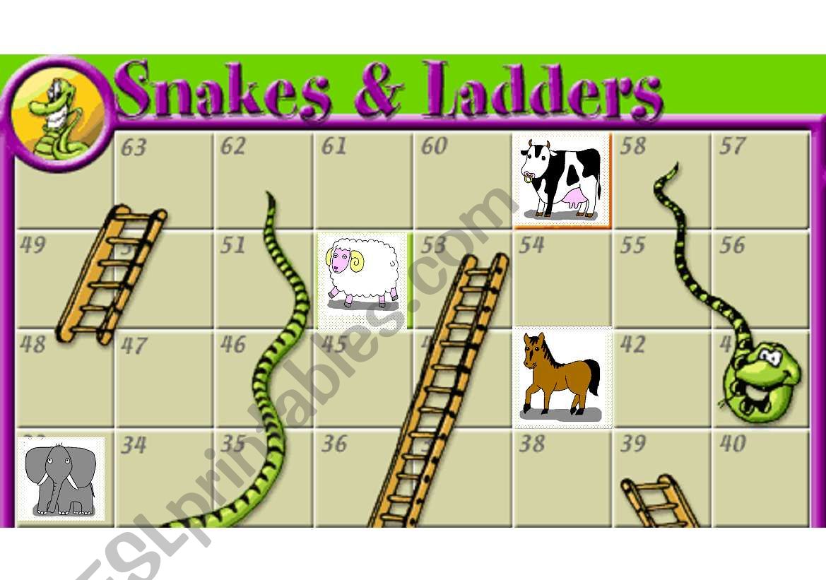 snakes and ladders worksheet