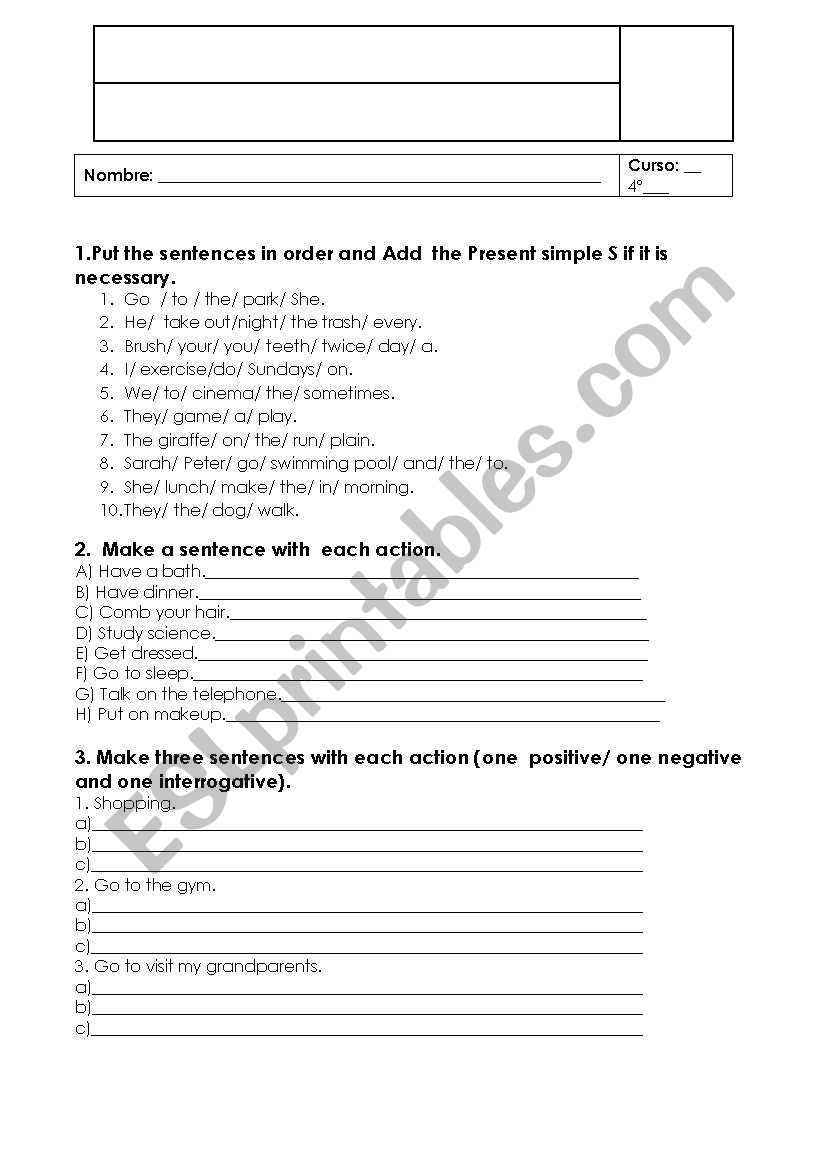 Simple Present exercises worksheet