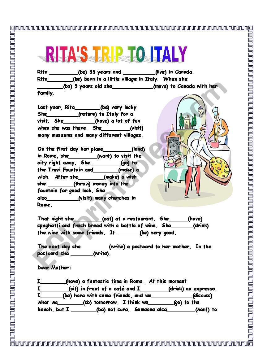 RITAÂ´S TRIP TO ITALY worksheet