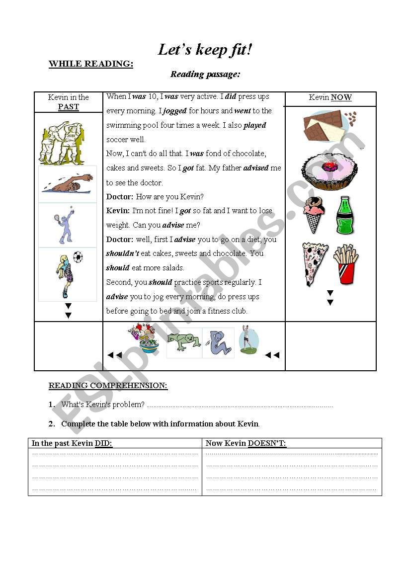LetÂ´s keep fit worksheet