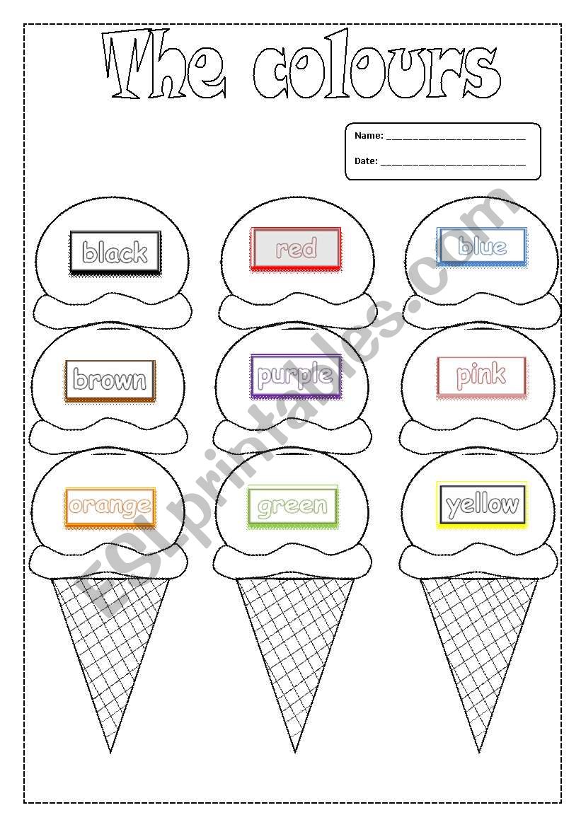 The Colours worksheet