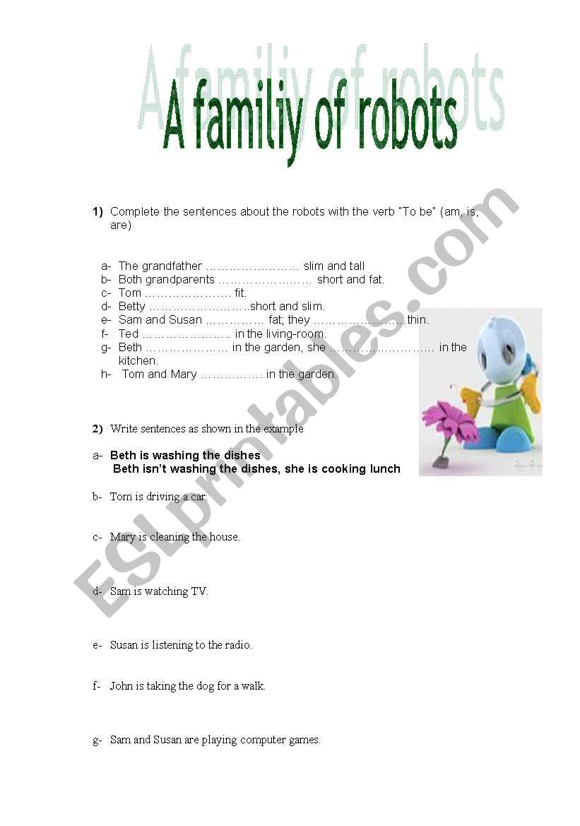 A family of robots worksheet