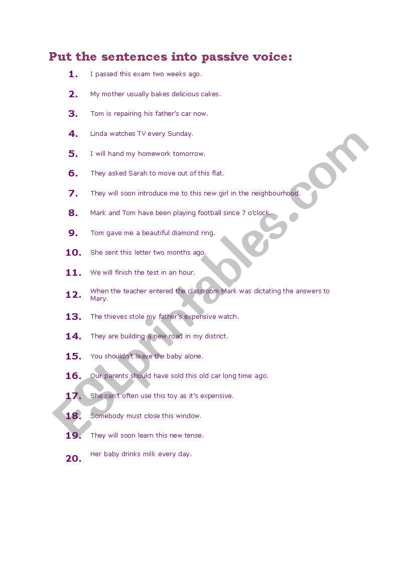 passive voice worksheet