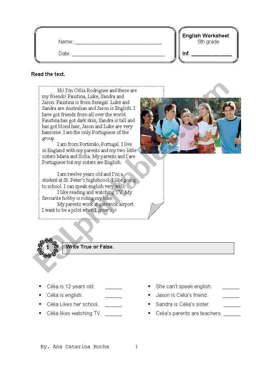 Test - nationalities worksheet