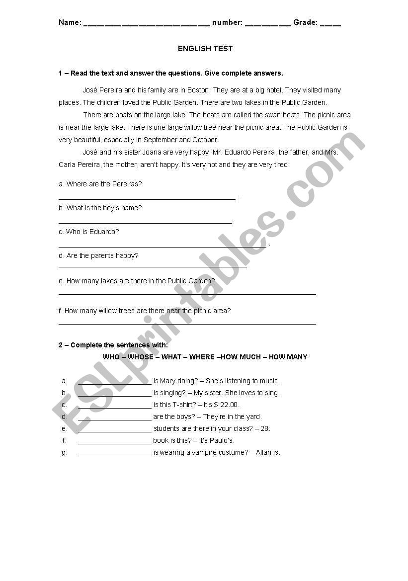 Exercises  worksheet