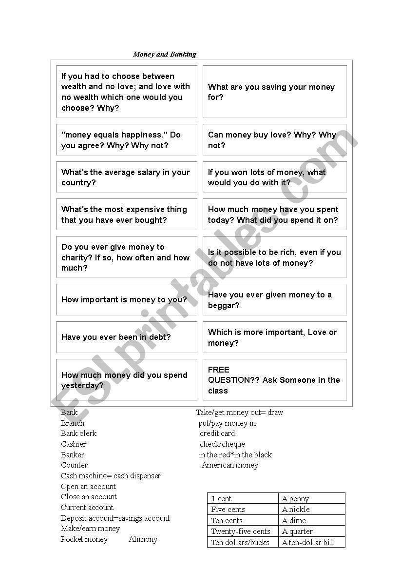 Money and Banking worksheet