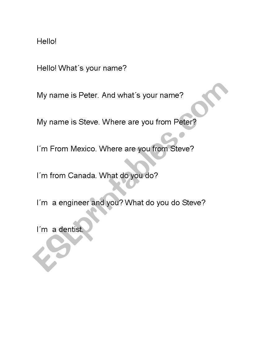 Introductions worksheet