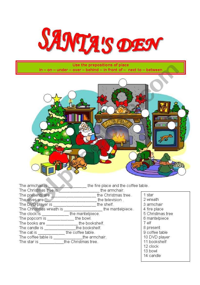 SANTAS DEN worksheet