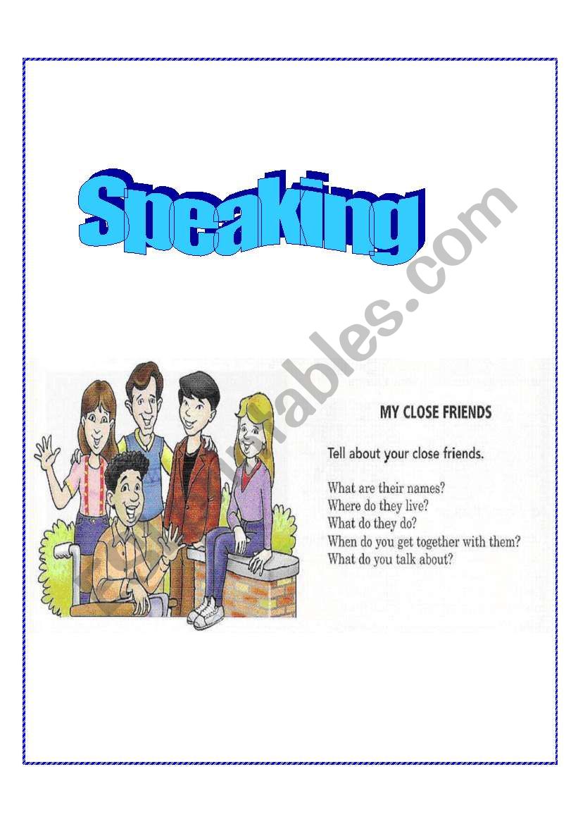 Speaking for children worksheet