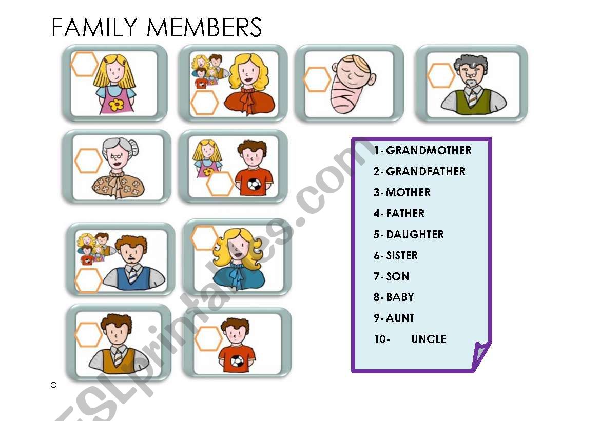 Family members worksheet