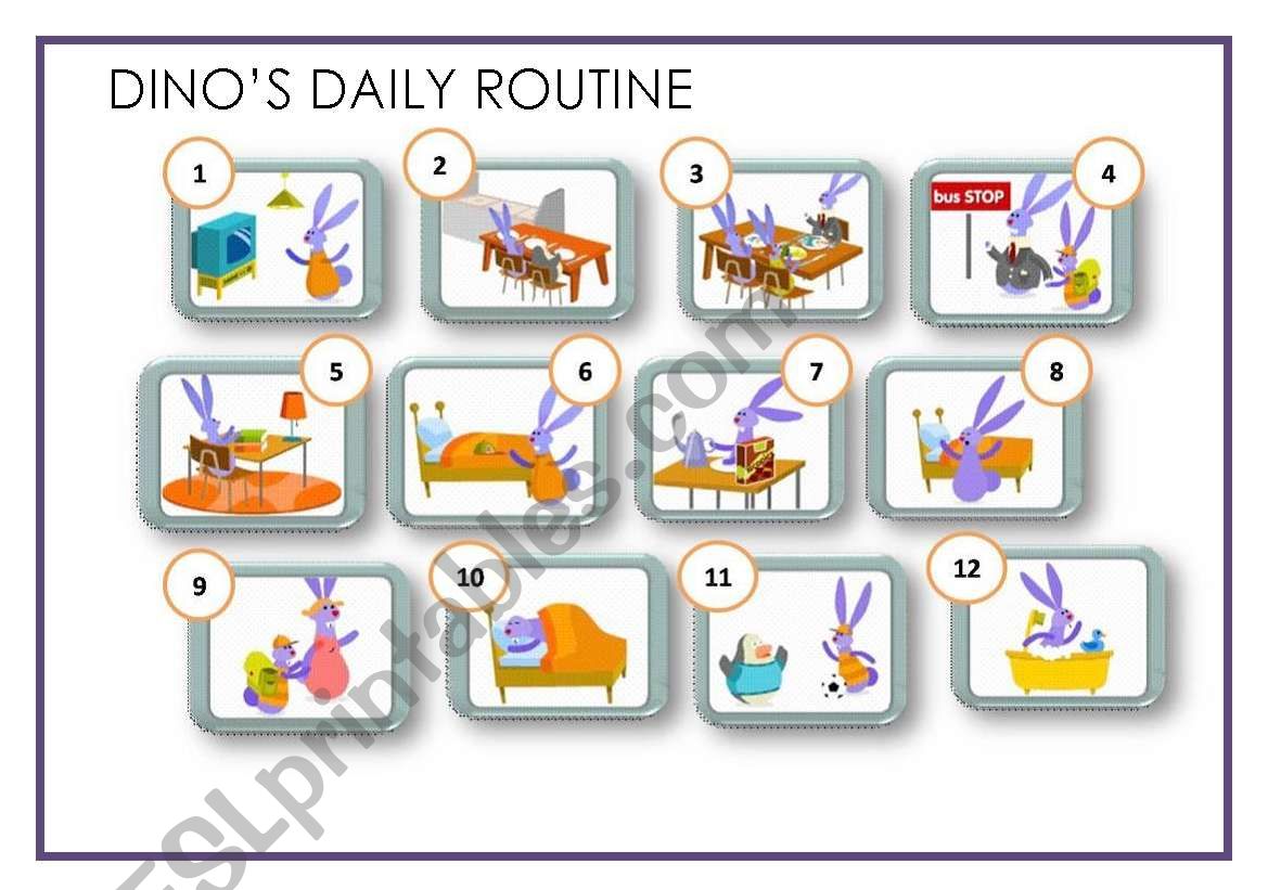 Dinos daily routine worksheet