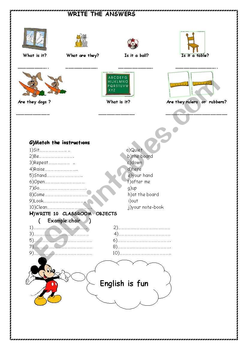What is it? What are they? worksheet