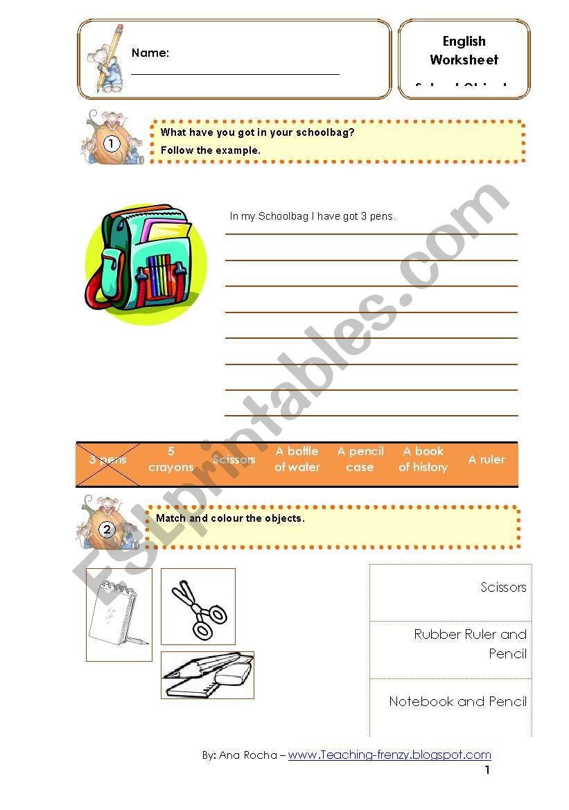 School objects - I have got worksheet