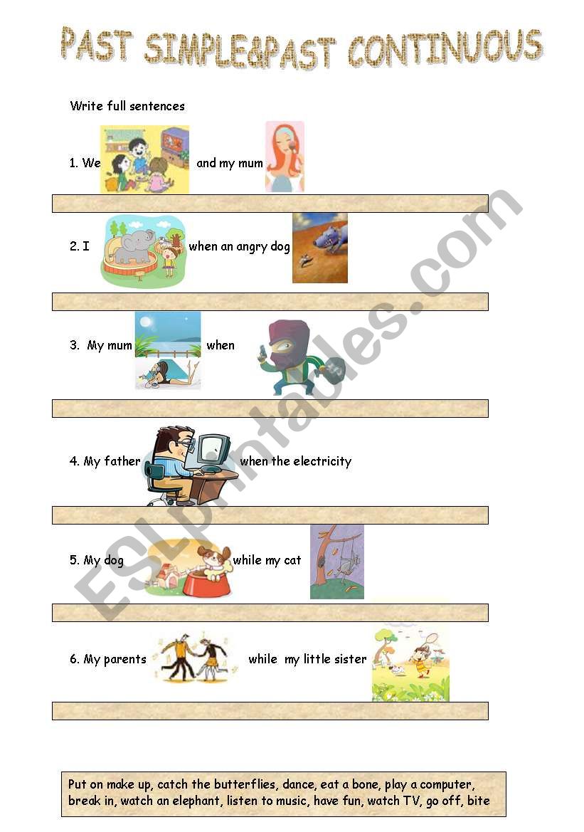 Past Simple&Past Continuous worksheet