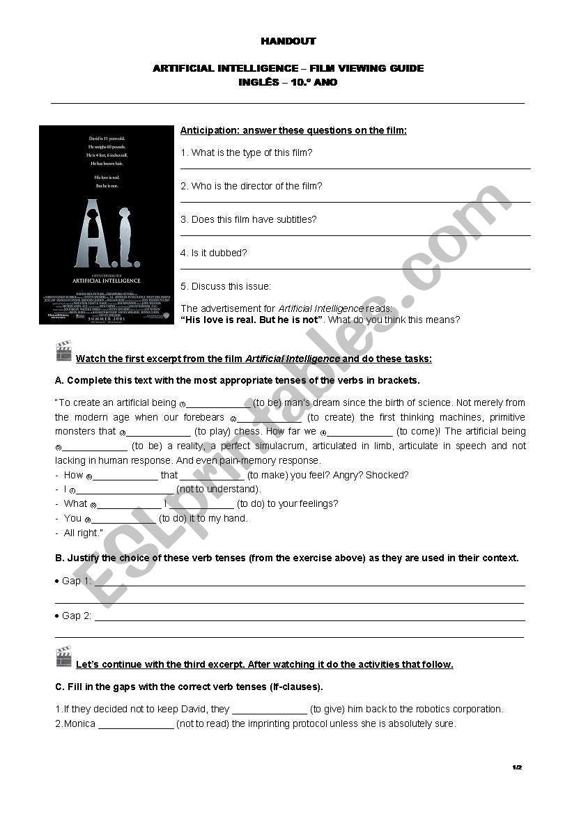 Artificial Intelligence film viewing guide