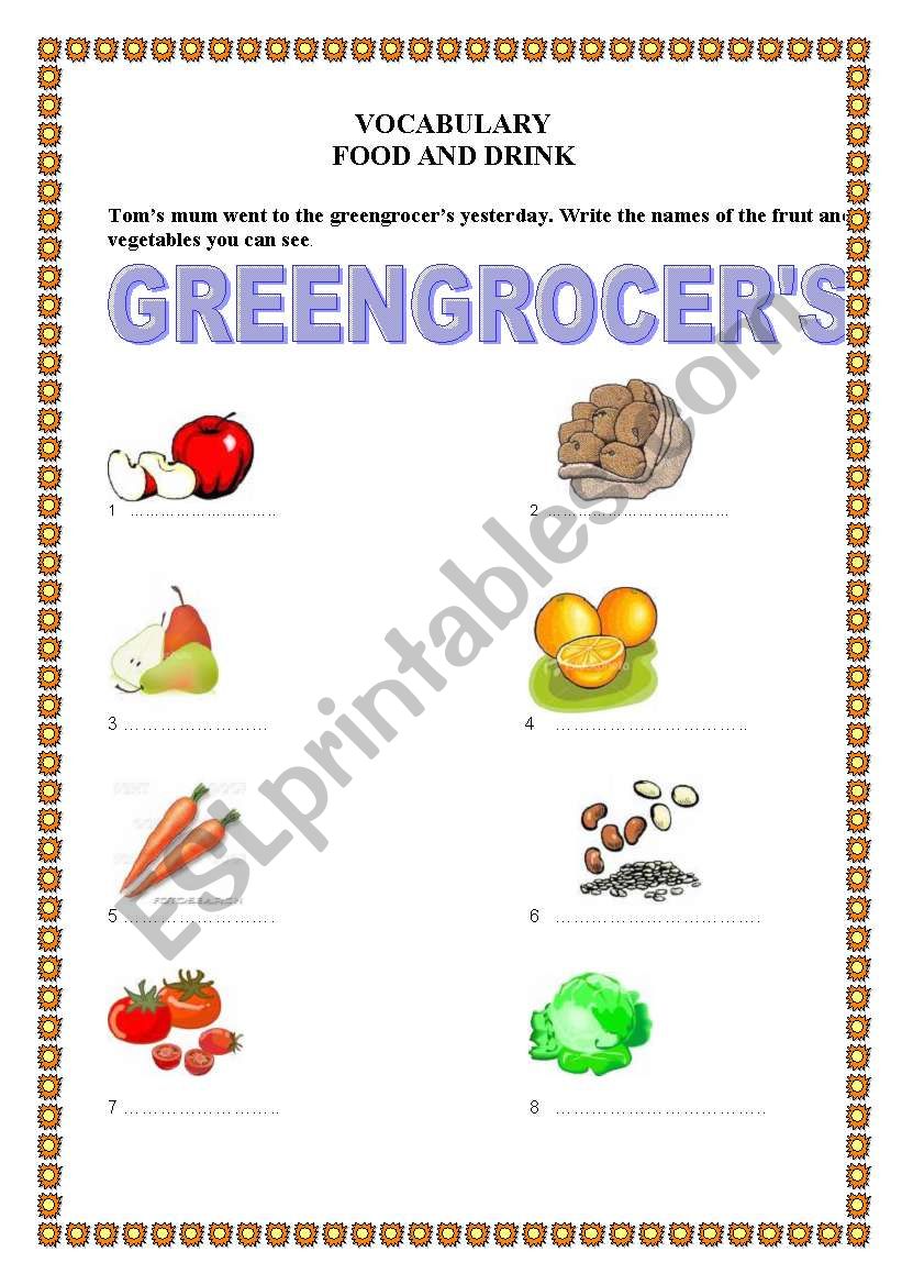  greengrocers... vocabulary  worksheet