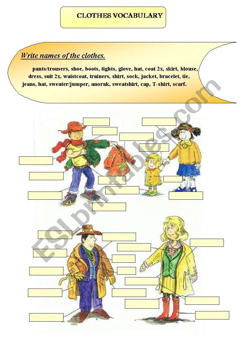 CLOTHES VOCABULARY worksheet