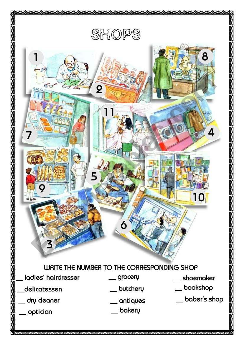 SHOPS IN THE CITY 1 worksheet