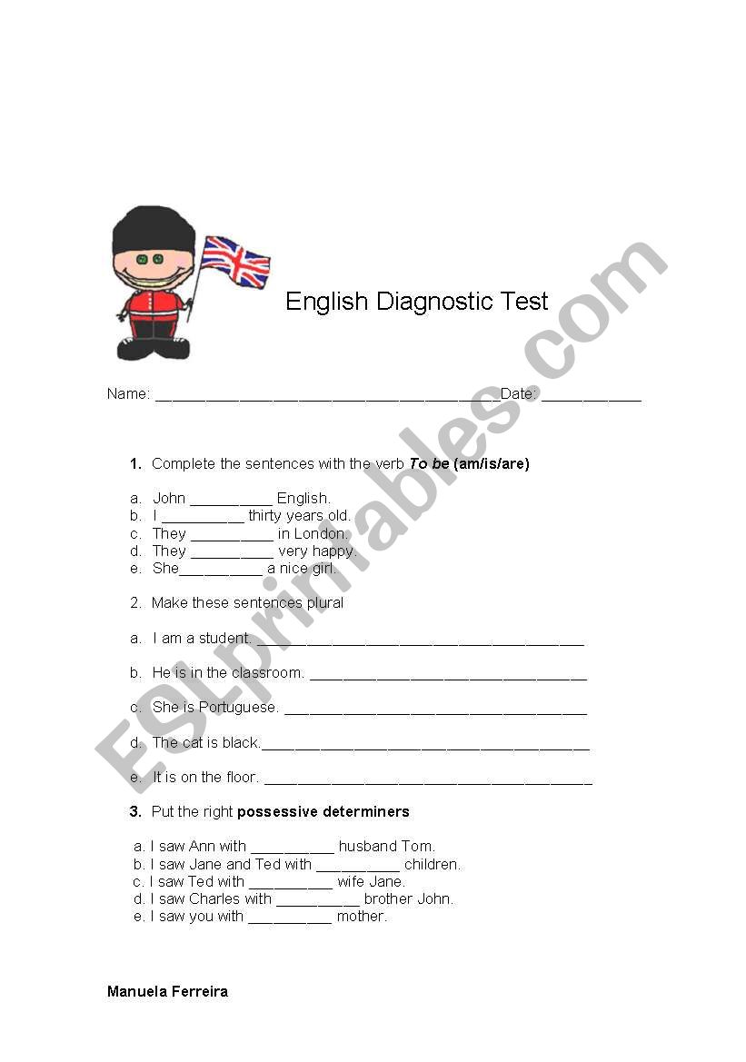 English Diagnostic Test worksheet