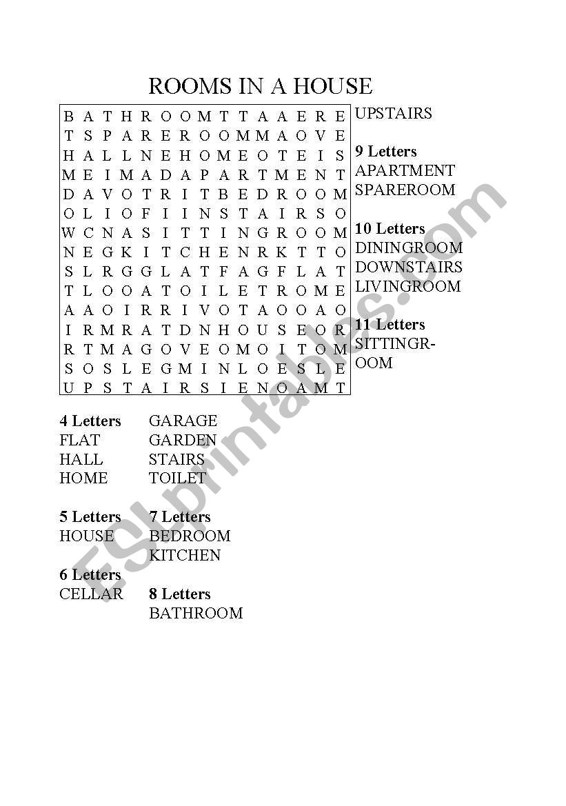 Rooms worksheet