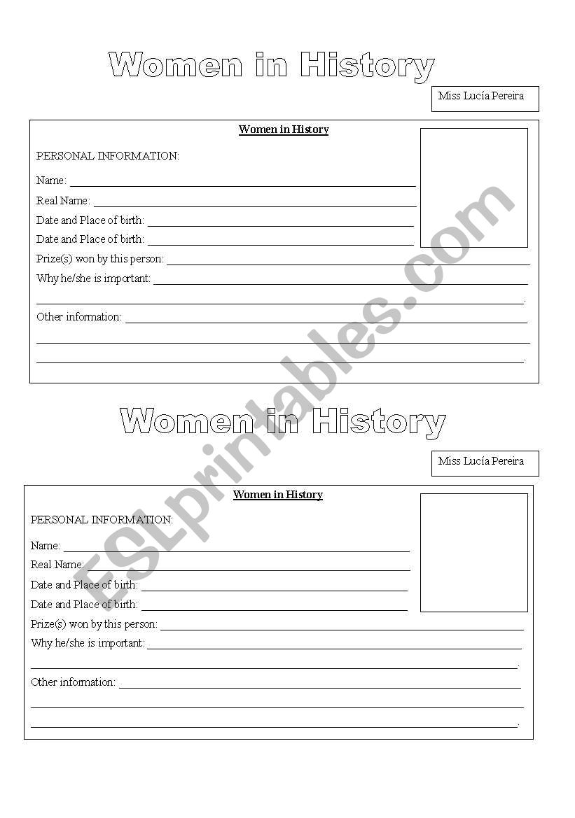 women in history worksheet