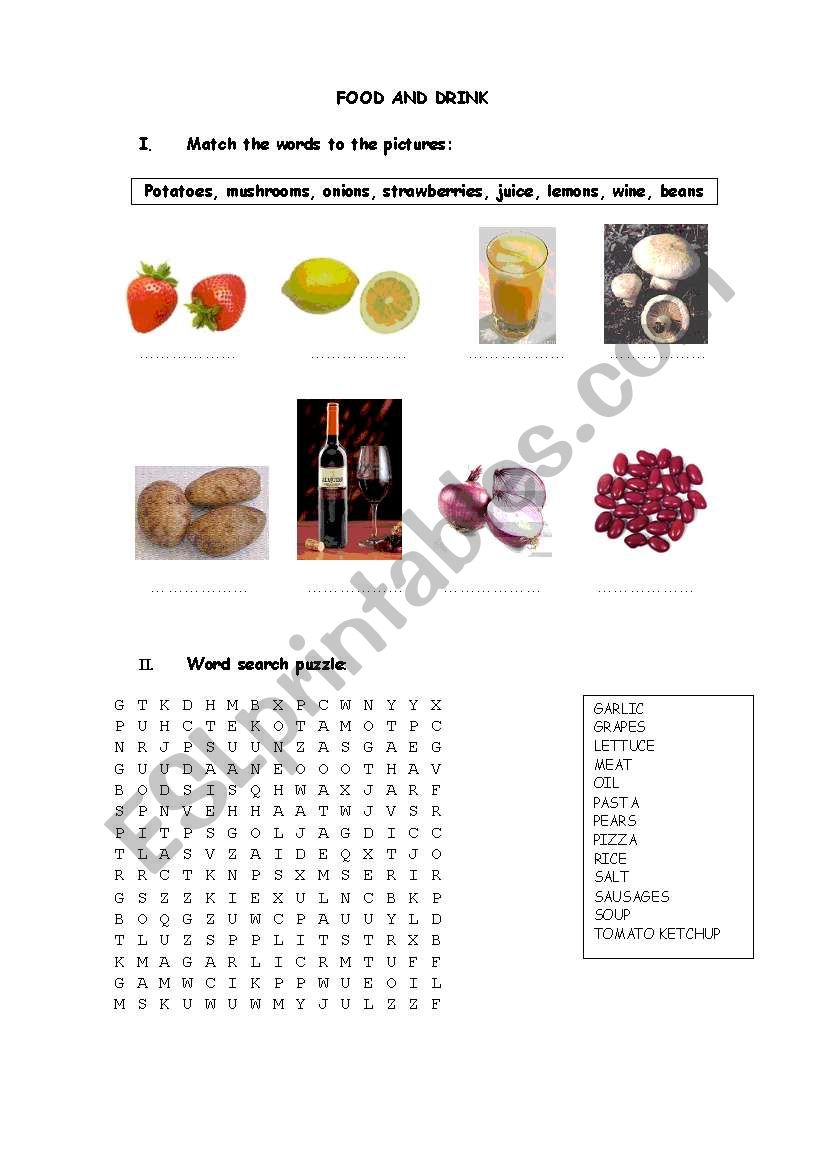 Food and drink 2 worksheet