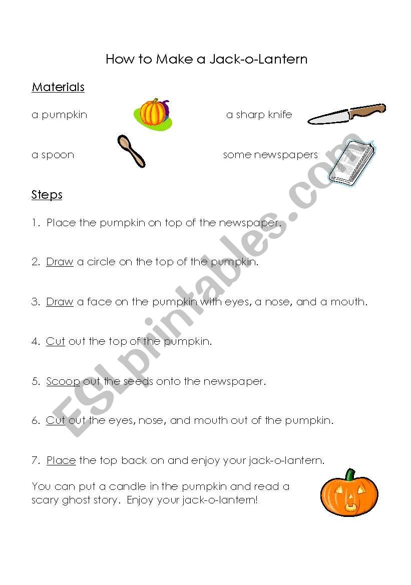 How to Make a Jack-O-Lantern worksheet