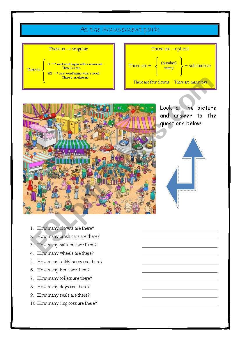 At the amusement park worksheet